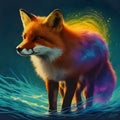 Quantum Fox: A Mesmerizing Silhouette in Vivid Colors Royalty Free Stock Photo