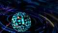 Quantum futuristic technology computer digital blue sphere