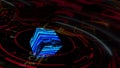 Quantum futuristic technology computer digital cube reflection abstract dark waveform