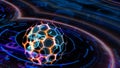 Quantum futuristic technology computer with digital ring hexagon