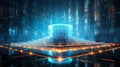 Quantum lock, blockchain, Cryptography cypher unbreakable codes and cyber security concept