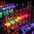 Quantum mechanical qubits interacting with computer circuits