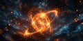 Quantum mechanics concept illustrating superposition and entanglement in particles. Generative AI