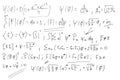 Quantum mechanics. Scientific formulas and expressions. Written by hand on a white background. Royalty Free Stock Photo