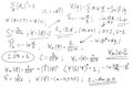 Quantum mechanics. Scientific formulas and expressions. Written by hand on a white background. Royalty Free Stock Photo