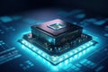 Quantum processor on circuit board. Generative AI