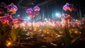 Quantum Orchid Garden. Artificial Intelligence concept. Generated Image Royalty Free Stock Photo