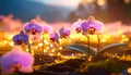 Quantum Orchid Garden. Artificial Intelligence concept. Generated Image Royalty Free Stock Photo