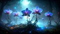 Quantum Orchid Garden. Artificial Intelligence concept. Generated Image Royalty Free Stock Photo