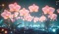 Quantum Orchid Garden. Artificial Intelligence concept. Generated Image Royalty Free Stock Photo