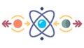Quantum Physics Icon: Atomic Structure Energy Transfer, vector design Generative AI Royalty Free Stock Photo