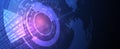Quantum processing. Deep learning artificial intelligence. Future new technology for business or science presentation