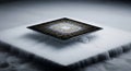 Quantum processor chip floating on cryogenic vapor Royalty Free Stock Photo