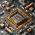 Quantum processor chip with superconducting circuits. By generative Ai Royalty Free Stock Photo