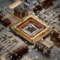 Quantum processor chip with superconducting circuits. By generative Ai Royalty Free Stock Photo