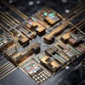 Quantum processor chip with superconducting circuits. By generative Ai Royalty Free Stock Photo