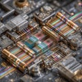 Quantum processor chip with superconducting circuits. By generative Ai Royalty Free Stock Photo