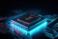 Quantum processor on circuit board. Generative AI