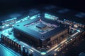 Quantum processor on circuit board. Generative AI
