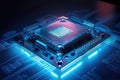 Quantum processor on circuit board. Generative AI