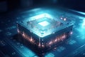 Quantum processor on circuit board. Generative AI