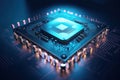Quantum processor on circuit board. Generative AI