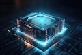 Quantum processor on circuit board. Generative AI