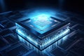 Quantum processor on circuit board. Generative AI