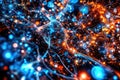 Quantum processor, Data streams and pulses Royalty Free Stock Photo