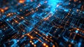 Quantum processors converge in an abstract tech background, unlocking futuristic computations, Ai Generated
