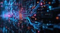 Quantum processors converge in an abstract tech background, unlocking futuristic computations, Ai Generated
