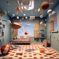 Quantum Quirks - A Fantastical Room Defying Gravity and Reality