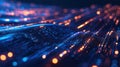 Quantum-secured data transmission visualized as glowing particles