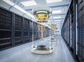 Quantum server network with quantum computer machine in server room