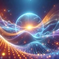 Quantum Sphere with Luminous Probability Waves Royalty Free Stock Photo