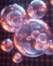 quantum superposition visualization with overlapping transparent spheres and soft refractions