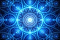 Quantum Technology: Abstract Fractal Patterns Illuminated in Blue Royalty Free Stock Photo