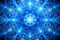 Quantum Technology: Abstract Fractal Patterns Illuminated in Blue Royalty Free Stock Photo