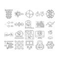 quantum technology data network icons set vector