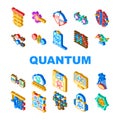 quantum technology data network icons set vector Royalty Free Stock Photo