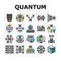 quantum technology data science icons set vector Royalty Free Stock Photo