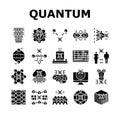 quantum technology data science icons set vector Royalty Free Stock Photo