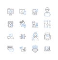 Quantum transformation line icons collection. Quantum, Transformation, Entanglement, Superposition, Coherence