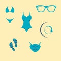 Quarantine beach icon set. vector flat symbols Royalty Free Stock Photo