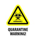 Quarantine biohazard Sign biological activity threat. Stop coronavirus.