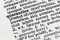 Quarantine - Closeup macro of English dictionary word quarantine Royalty Free Stock Photo
