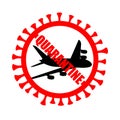 Sign quarantine, closure of the borders of countries due to the coronavirus COVID-19. A stop sign on an airplane, flights