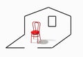 Red chair inside of a drawing house or room