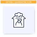 Quarantine depression line icon. Editable