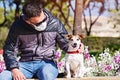 Quarantine dog rental concept for walk in street